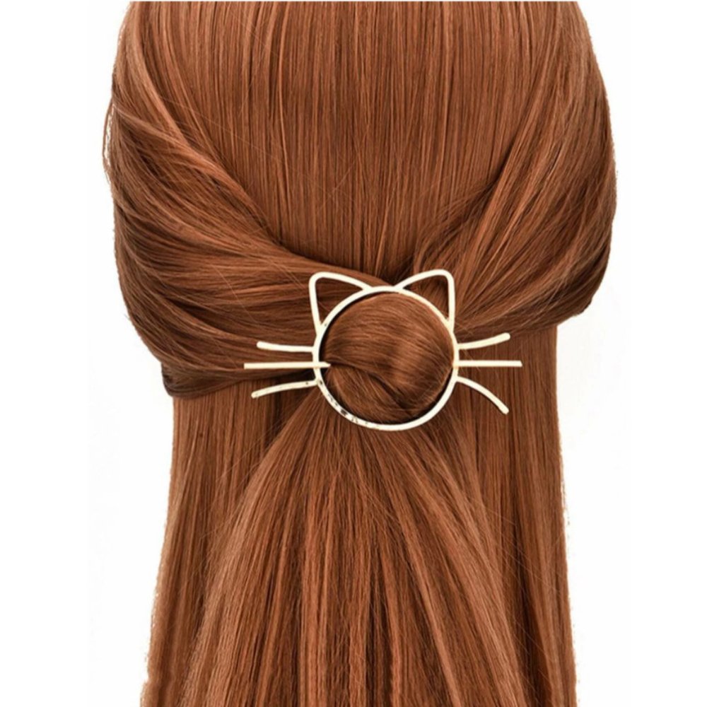 Golden Hair Clasp Cat Design